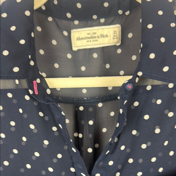 Abercrombie & Fitch Blue White Polka Dot Sheer Sleeveless Blouse XS - Picture 4 of 12
